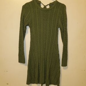 Green Long Sleeve Sweater Dress